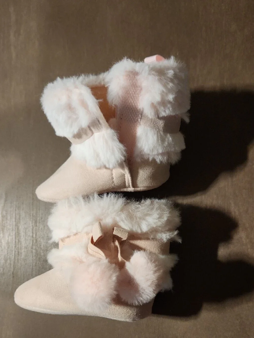Baby Girls Pink Fur Booties & Sandals & Red Mary Jane Set